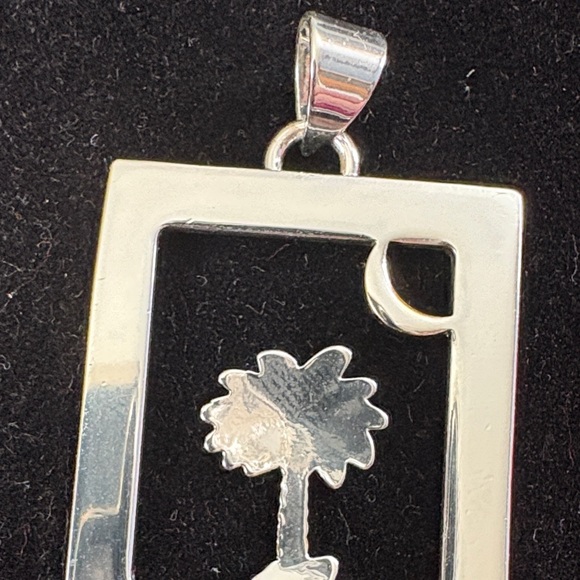 Palmetto SC Moon Gold and Silver Palm Tree Pendant by Best - Picture 3 of 4